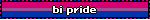 A blinkie that says bi pride over the colors of the bisexual flag